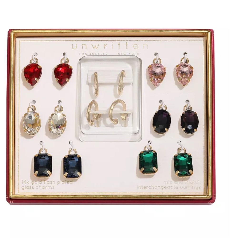 Macys Unwritten Multi-Color Glass Mix and Match Hoop Earring Set